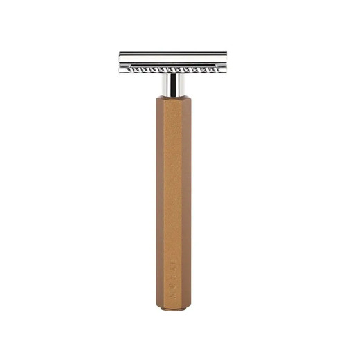 Т-образная бритва MUEHLE HEXAGON, анодированный алюминий, бронзовая, closed comb