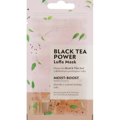 Bielenda Black Tea Power Luffa Mask 2in1 - Увлажняющая маска для лица 2в1, 8 г.