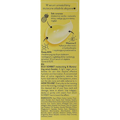 Bielenda Eco Sorbet Pineapple Acids Aha 3,5% Witamina C Face Serum - Сыворотка-бустер для лица с кислотами, 30 мл. — изображение 3