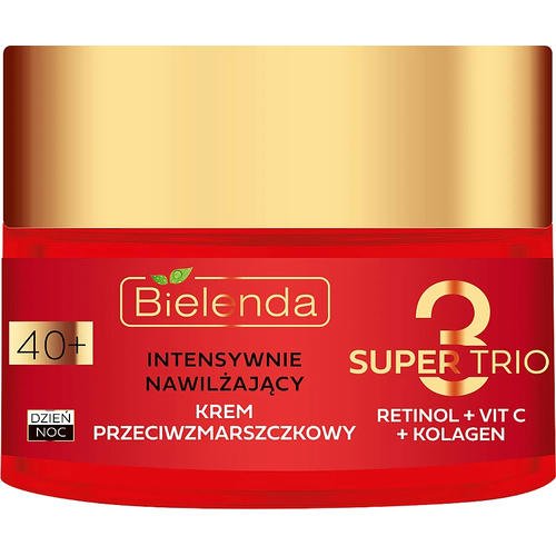 Bielenda Super Trio Retinol + Vit C + Kolagen - Интенсивно увлажняющий крем против морщин 40+, 50 мл.