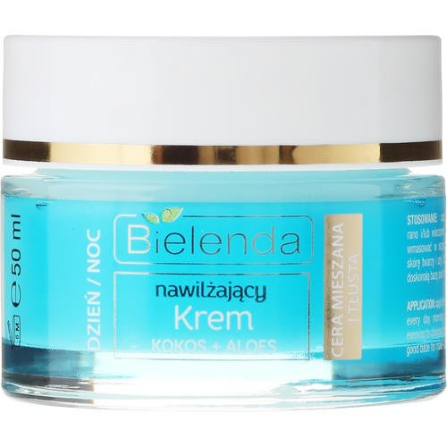 Bielenda Hydra Care Moisturizing Face Cream Coconut and Aloe Vera - Увлажняющий крем "Кокос и алоэ" для комбинированной и жирной кожи, 50 мл.