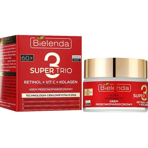 Bielenda Super Trio Retinol + Vit C + Kolagen - Восстанавливающий крем для лица против морщин 60+, 50 мл. — изображение 2