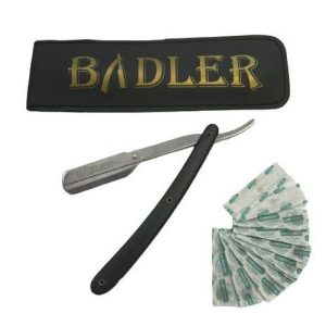 Badler - Бритва шаветт с пластиковой ручкой и чехлом + лезвия Derby Premium 10 шт половинки