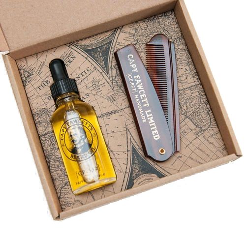 Captain Fawcett Beard Oil & Folding Pocket Beard Comb - Подарочный набор для бороды — изображение 2