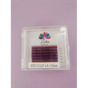 Ресницы Lotus mix фиолетовые C 0.07 8-13мм 6 полос