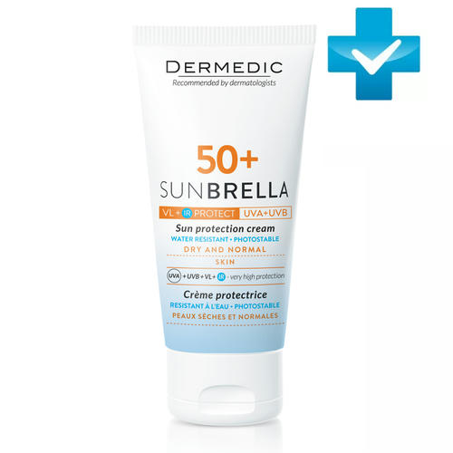 Дермедик Солнцезащитный крем для сухой и нормальной кожи SPF 50+ Sun Protection Cream Dry and Normal Skin, 50 г (Dermedic, Sunbrella)
