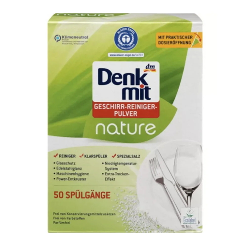 Бесфосфатный порошок Денкмит Натуре для посудомоечных машин Denkmit Nature Geschirr - reiniger 1 кг 50 циклов