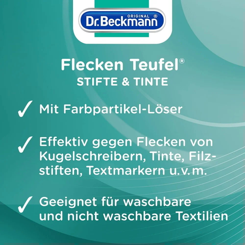 Выводитель пятен от шариковой ручки и фломастера Dr.Beckmann Fleckenteufel Stifte&Tinte, 50 мл — изображение 3