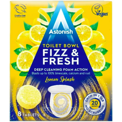 Таблетки для чистки унитазов Astonish Fizz & Fresh с ароматом лимона 8 шт