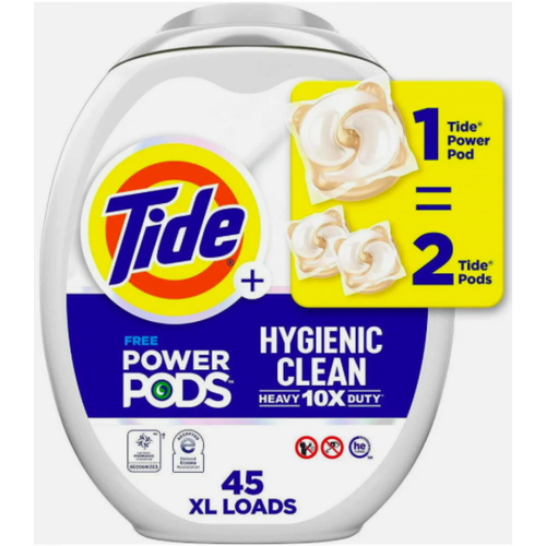 Капсулы для стирки универсальные Tide Power Hygienic Clean Heavy Duty 10X, Free, 45 штук
