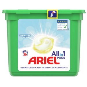Капсулы для стирки Ariel Pods Все-в-1 Для чувствительной кожи, для белых и цветных тканей, 26 шт