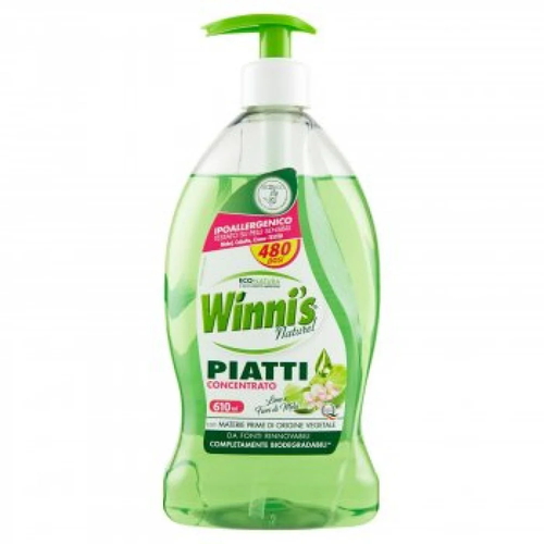 Средство для мытья посуды Winni Piatti Concentrato de Fiori Lime, лайм с дозатором, 610 мл