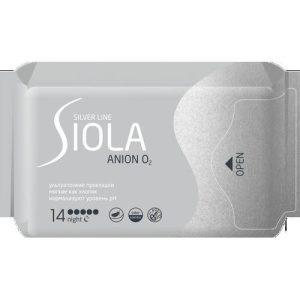 Гигиенические прокладки Siola Silver Line с анионным вкладышем night 14шт