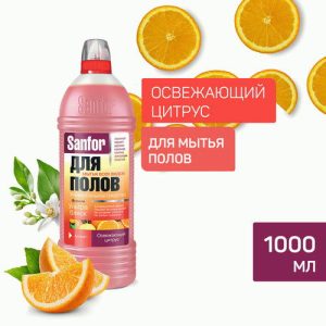 Средство для мытья полов Sanfor 1,0л ультра блеск освежающий цитрус