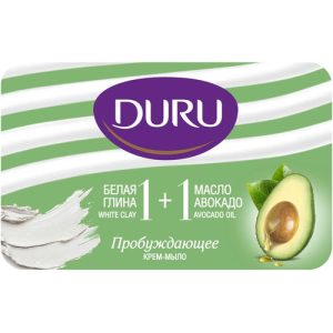 Крем-мыло кусковое 1+1 Белая глина и Масло авокадо, 80 г Duru