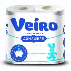 Туалетная бумага Linia VEIRO «ДОМАШНЯЯ», белая, 2 слоя, 4 шт