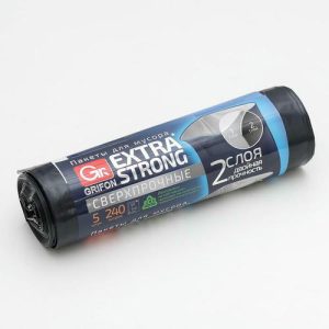 Мешки для мусора двухслойные с завязками 240 л, 50 мкм, 90x140 см, ПВД, 5 шт, цвет МИКС