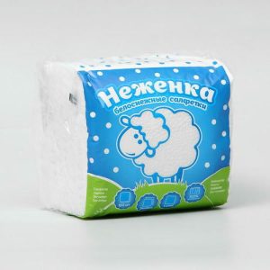 Салфетки бумажные Неженка, 24х24 см, 1 слой, 100 шт, белые