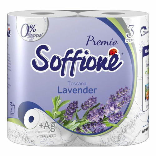 Туалетная бумага Soffione Premium Toscana Lavender, 3 слоя, 4 рулона