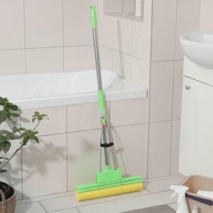 Швабра для мытья пола с двойным роликовым отжимом Доляна, насадка ПВА 37x6 см, телескопическая стальная ручка 115 см, цвет МИКС