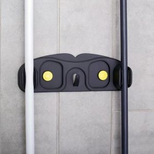 Держатель для уборочного инвентаря с крючками, 30x10x5 см, на липучке, цвет МИКС