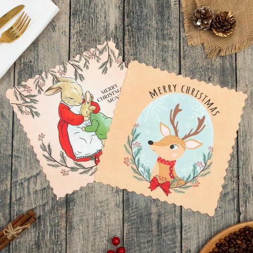 Набор салфеток Доляна Merry Christmas mom 20х20 см-2 шт, микрофибра