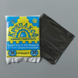 Мешки для мусора «Крепакоф», 30 л, с ручками, ПНД, 9 мкм, 46x58 см, 30 шт, цвет чёрный
