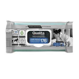 Влажные салфетки QUALITA, хозяйственные, с пропиткой, 176 шт