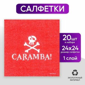 Салфетки бумажные однослойные «Пираты», 24 x 24 см, в наборе 20 шт