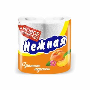 Туалетная бумага «Нежная» со втулкой, аромат персика, 2 слоя, 4 рулона