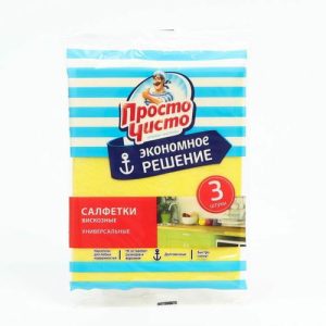Салфетки вискозные Просто чисто универсальные 3 шт