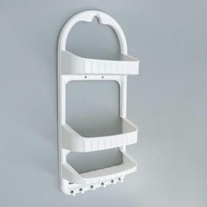 Полка для ванной комнаты, 27x12,5x62 см, цвет белый