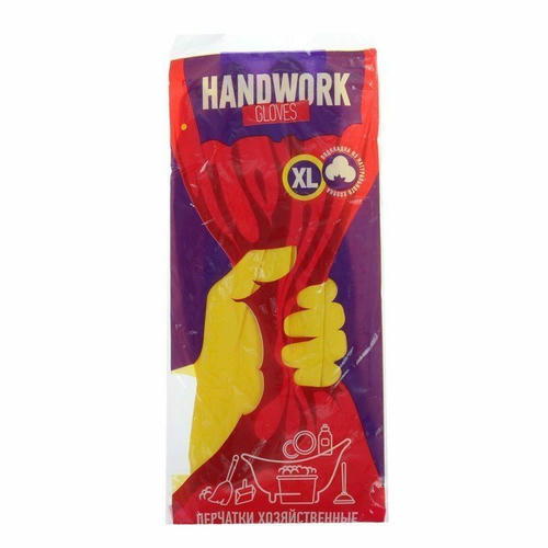 Перчатки хозяйственные латексные Handwork, размер ХL, с внутренним х/б напылением, 40 гр, цвет жёлтый — изображение 2