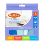 Тряпки для уборки Bon Home, 30x20 см, 4 шт., в ассортименте