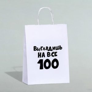 Пакет подарочный «Выглядишь на все 100», 24 х 14 х 28 см - 1 шт.