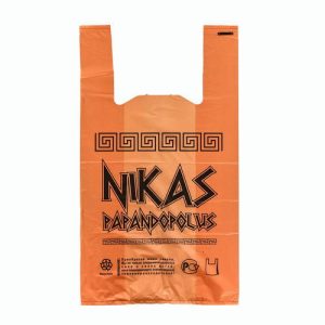 Пакет майка полиэтиленовый 30 + 16 х 55 см, 20 мкм, оранжевый "Niks" - 100 шт.