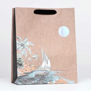 Пакет крафт "Морской пейзаж" 26 х 32 х 12 см - 1 шт.