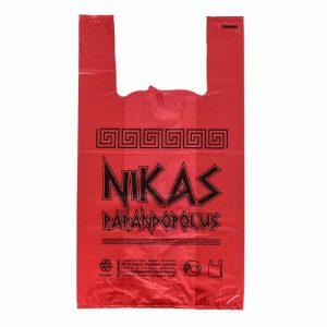 Пакет майка полиэтиленовый 30 + 16 х 55 см, 20 мкм, красный "Niks" - 100 шт.