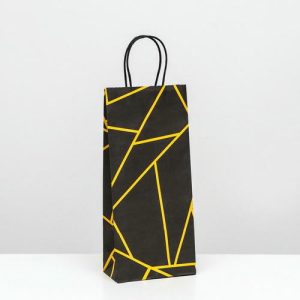 Пакет крафт под бутылку "Геометрия", 14 х 8 х 32 см - 1 шт.