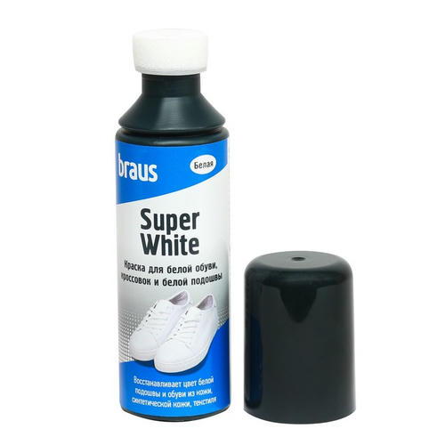 Краска для белой обуви, кроссовок и белой подошвы Braus Super White, 75 мл — изображение 2